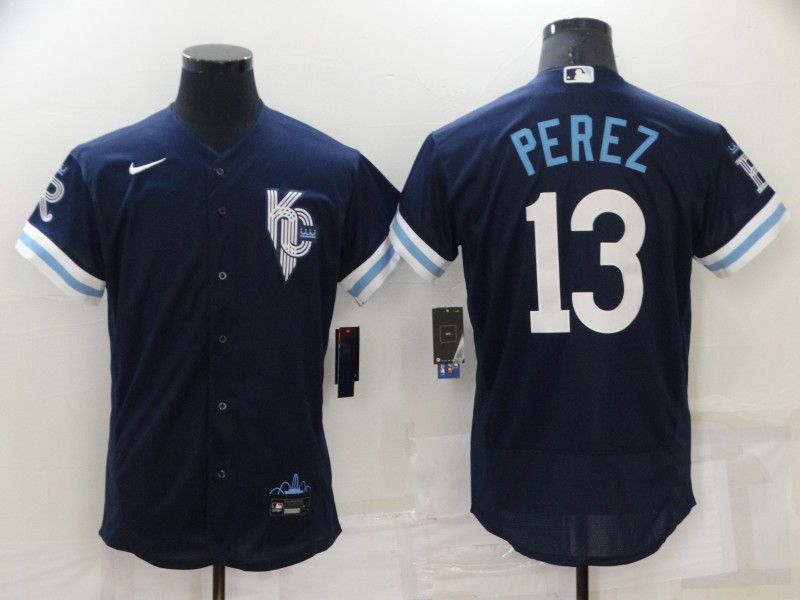 Men Kansas City Royals #13 Perez Blue City Edition Elite Nike 2022 MLB Jerseys->kansas city royals->MLB Jersey